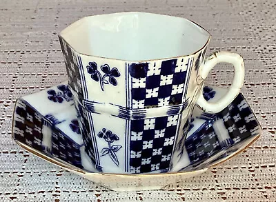 Buy Antique Coalport A.D. 1750 Blue & White Octagonal Cup & Saucer • 6.76£