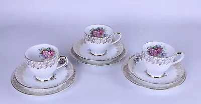 Buy Vintage Taylor And Kent Bone China Trio Cup And Saucers • 29.99£