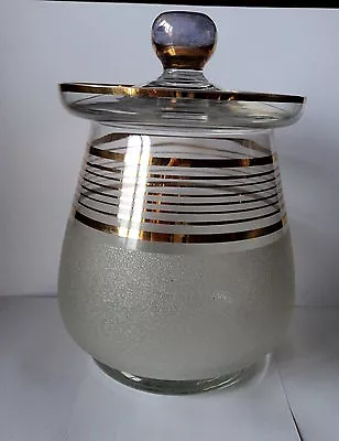 Buy Gorgeous & Scarce 1950's Bohemian Glass Large Storage Jar With Gold • 27.47£