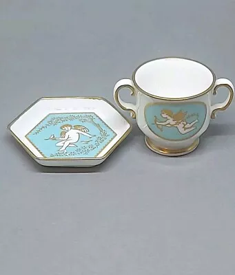 Buy Vintage Spode Miniature Fine Bone China 2 Handles Cup And Saucer Cherubs Motif • 18£