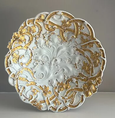 Buy Large Antique 19th Century Meissen Porcelain Gilded Leaf Bowl Kintsugi Project? • 7.99£