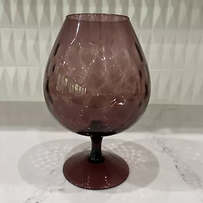 Buy MCM Empoli Brandy Snifter Amethyst Purple OPTIC Italy Art Glass Vase Vintage 9” • 18.63£