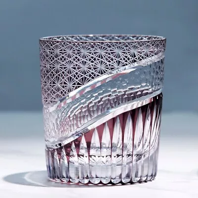 Buy Whiskey Crystal Glasses Hand Cut To Clear Edo Kiriko Drinking Glass 10oz Purple • 50.31£