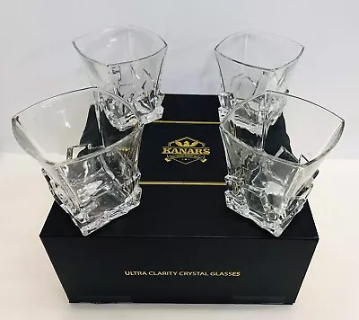 Buy Boxed Kanars Crystal Old Fashioned Whisky/Whiskey/Spirit Tumbler 4 X Glass Set • 39.99£
