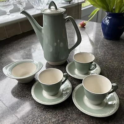 Buy Figgjo Flint Norway Benta Coffee Set Green - Pot- 3Cups/Saucers- Sugar Bowl MCM • 29.99£