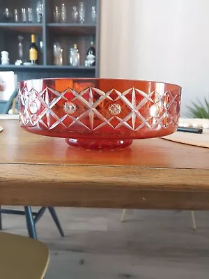 Buy Stunning Cut Glass Orange Fruit Bowl - Midcentury • 26.99£
