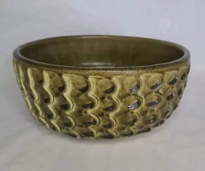 Buy Vintage Iden Stoneware Pottery Bowl Ripple Effect Earthy Green Retro Rye Sussex • 13.99£