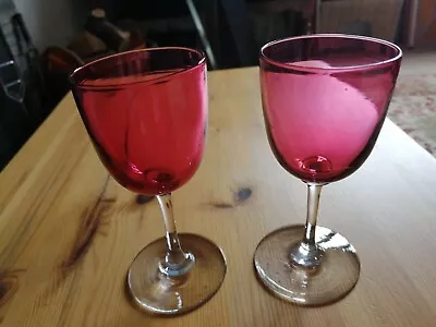 Buy Pair Of Cranberry Drinking Glasses. Vintage • 13£