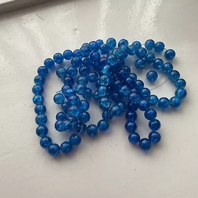 Buy 1 Strand  8mm Blue Crackle Glass Beads Approx 100 Beads • 3.25£