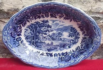 Buy Vintage Grindley Country Style Small Serving Bowl.Blue & White Oval Trinket Dish • 4.95£