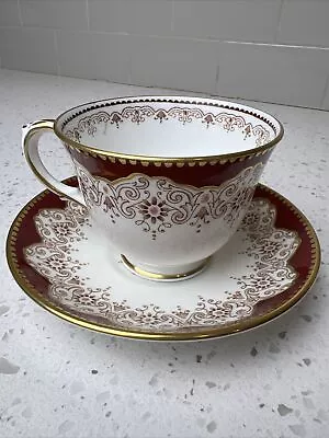 Buy Vintage Crown Staffordshire Fine Bone China Red Gold Tea Cup & Saucer 16372 • 46.59£