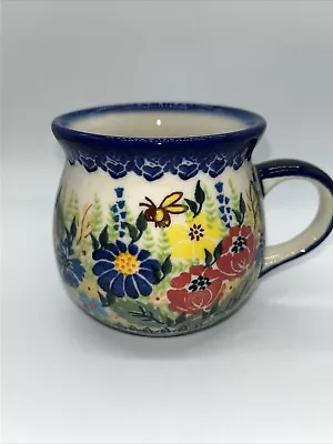 Buy Polish Pottery Coffee Mug Tea Cup Bumble Bee Summer Florals Unikat Signed • 27.03£