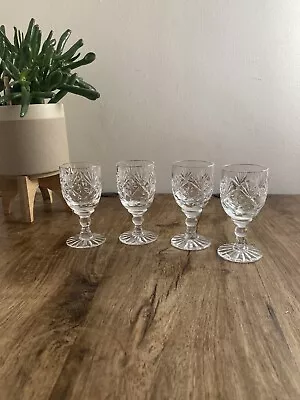 Buy Cut Crystal Glasses X 4 Delicate Webb Corbett Crystal Small Party Catering Bar • 17£