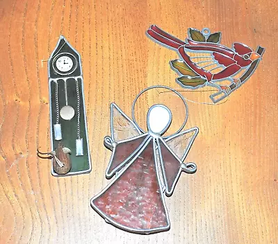 Buy Stained Glass Mobiles Clock Bird And Angel • 10£