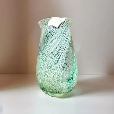 Buy Vintage Caithness Aqua Blue White Swirl Pattern Small Hand Blown Glass Mini Vase • 8.99£