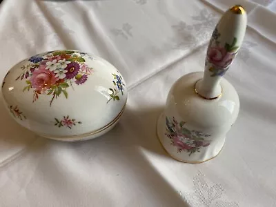 Buy Hammersley Bone China Egg Trinket Box & Bell With Floral Pattern Design • 29.99£