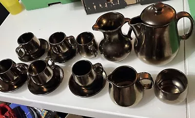 Buy Wonderful Vintage Prinknash Copper Effect Ceramic Pottery Coffee Set • 25£