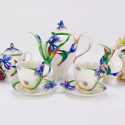 Buy Franz Porcelain Hummingbird Tea Set For 2 - 7 Pieces Inc. Teapot, Teacups Etc. • 399.99£