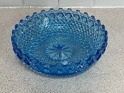 Buy Vintage Sowerby Glass 'Hob & Button' Electric Blue Bowl #2266  7.5 Inch Diameter • 9.50£