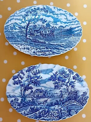 Buy Myott Oval Plates X 2 Royal Mail & The Hunter Blue And White • 4£