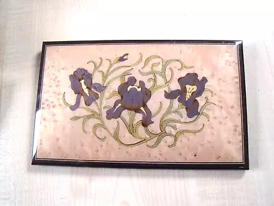 Buy Vintage Sorrento Ware Inlaid Wood Plaque, Iris Design • 15£