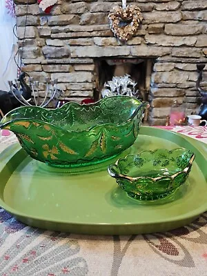 Buy U.S. EAPG-Early American Pattern Delaware Emerald Green  Berry Bowl & Small Dish • 30£