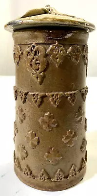 Buy Old German Small Decorative Brown Salt Glazed Stoneware Lidded Jar • 37.27£