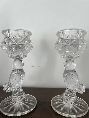 Buy Hofbauer Byrdes Candle Holders Crystal Bird West Germany Pair Vintage Lead 6.75 • 32.61£