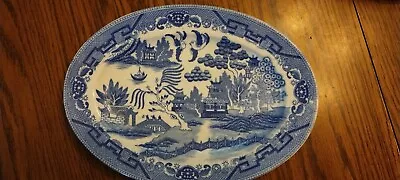 Buy Blue Willow Ware Oval Serving Platter Japan • 14.90£