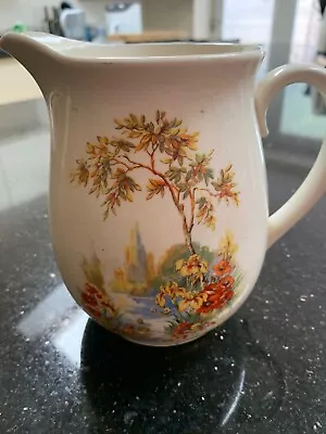 Buy Lawrence & Grundy Falcon Ware Cream Floral/lake/pavilion Wash Jug Approx 1920/30 • 17£