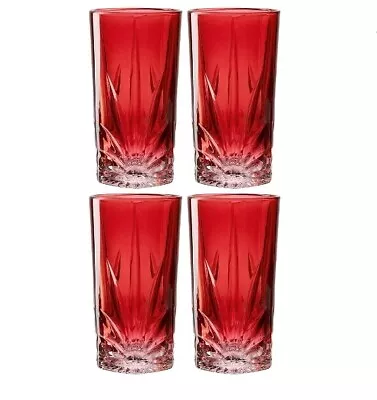 Buy Leonardo Capri Drinking Glasses Red 530ml Large Set Of 4 Colourful Glasses Juice • 34.99£