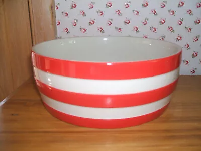 Buy T G Green Cornishware Heavy Red Stripe Deep Bowl Three Bands Free Post • 35£