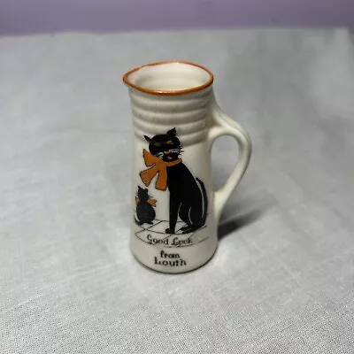 Buy Vintage Arcadian Crested China Miniature Good Luck From Louth Black Cat Jug • 9.99£