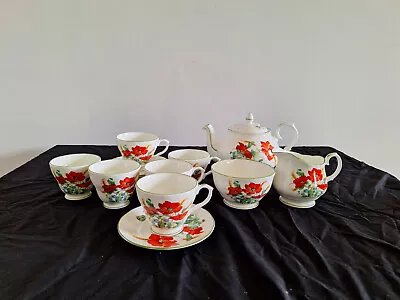 Buy Duchess Fine English Bone China 15 Piece Tea Set Poppies • 36.75£