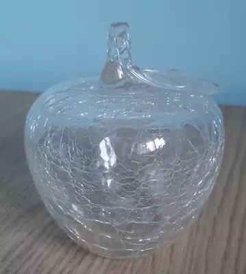 Buy Apple With Leaf Clear Crackle Glass Ornament 11.5cm • 10£
