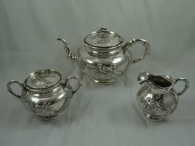 Buy FABULOUS CHINESE EXPORT Solid Silver TEA SET , C1900, 1079gm • 2,250£