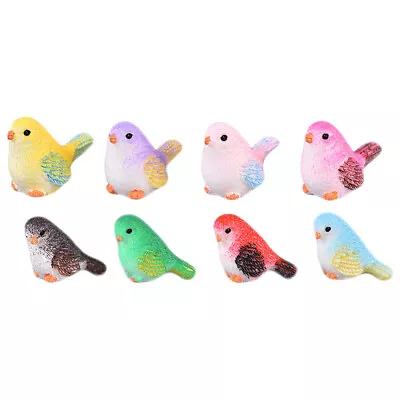 Buy  8 Pcs Simulated Birds Ornament Statue Stained Glass Desktop Artificial • 7.55£