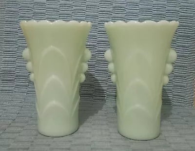 Buy 2 Vintage JADEITE Anchor Hocking FIRE KING Glass Vases ART DECO 5.5” Tall • 41.94£