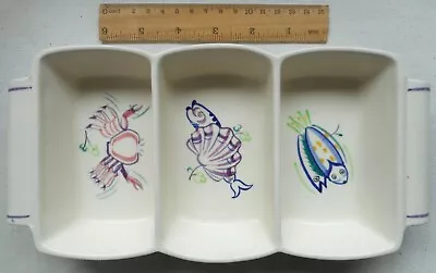 Buy Poole Pottery Seafood Pattern Three Section Hors D’Oeuvres Platter Dish. • 6£