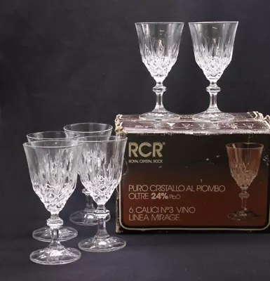Buy RCR GLASSES Royal Crystal Rock Set Of 6 Boxed Crystal Cut Wine Glasses 15.5cm • 4.99£