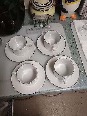Buy Royal Worcester Classic Platinum Cups & Saucers X4 2.5 Inches High 4.5 Inches... • 10£