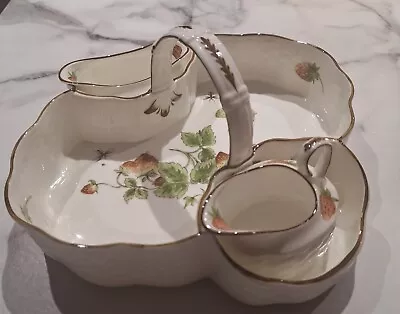 Buy Coalport Strawberry's Pattern Strawberry Basket With Sugar Bowl And Creamer • 45£