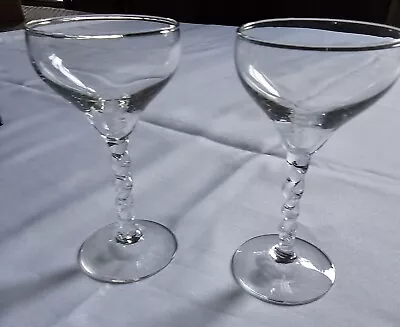 Buy Vintage Blown Glass Liqueur Shot Cocktail Twist/Swirl Stem  Barware  Set Of 2 • 15£