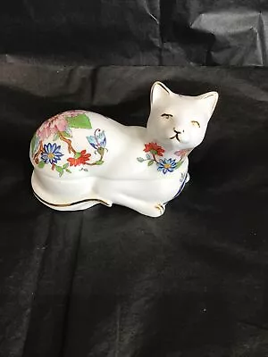 Buy Aynsley 'Pembroke' Fine English Bone China Cat Trinket Box, Perfect Condition • 4.99£