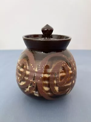 Buy Vintage Alvingham Pottery Condiment Pot Brown Swirl 1980 Studio Pottery British • 15£