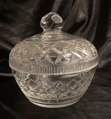 Buy Vintage Clear Cut Glass Bowl Bon Bon Dish With Lid • 8.50£