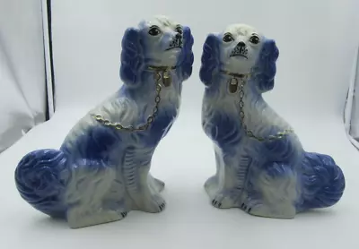 Buy A Pair Of Staffordshire Dogs - Blue - Mantlepiece Spaniels • 19.99£