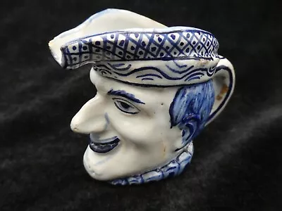 Buy ANTIQUE Poss 18th C. DELFT Blue & White Faience  Jester Jug Commedia Dell'arte ? • 125£