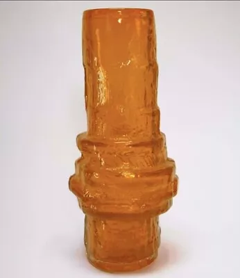 Buy Whitefriars Hooped Vase 9680  Tangerine Geoffrey Baxter Textured Glass Orange • 450£