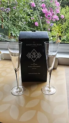 Buy Pair  Dartington  Diamond Jubilee   Of Queen Elizabeth Ii Champagne Flutes 2012 • 5.25£
